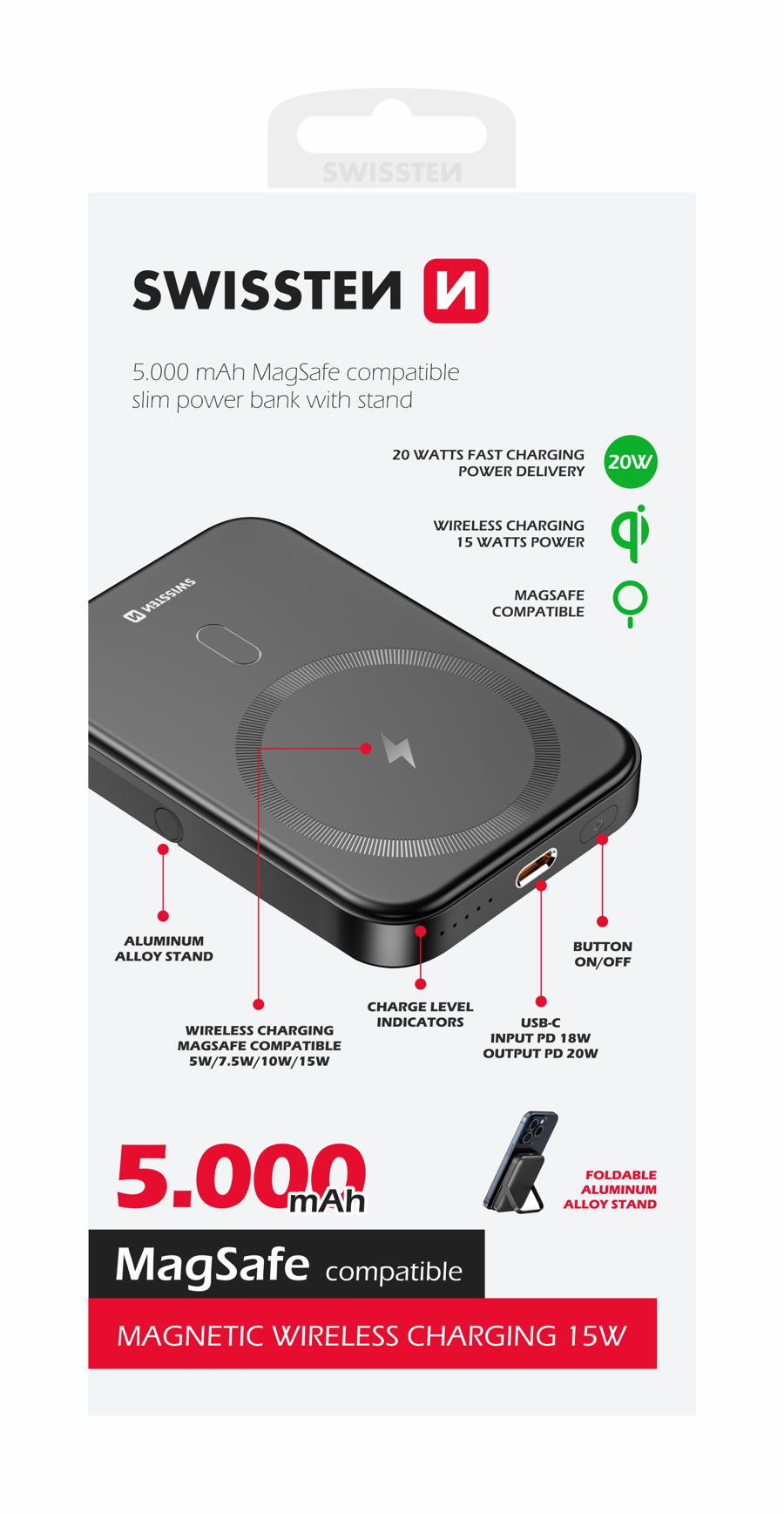 Swissten - MagSafe Powerbank 5.000mAh (20W) 3/4