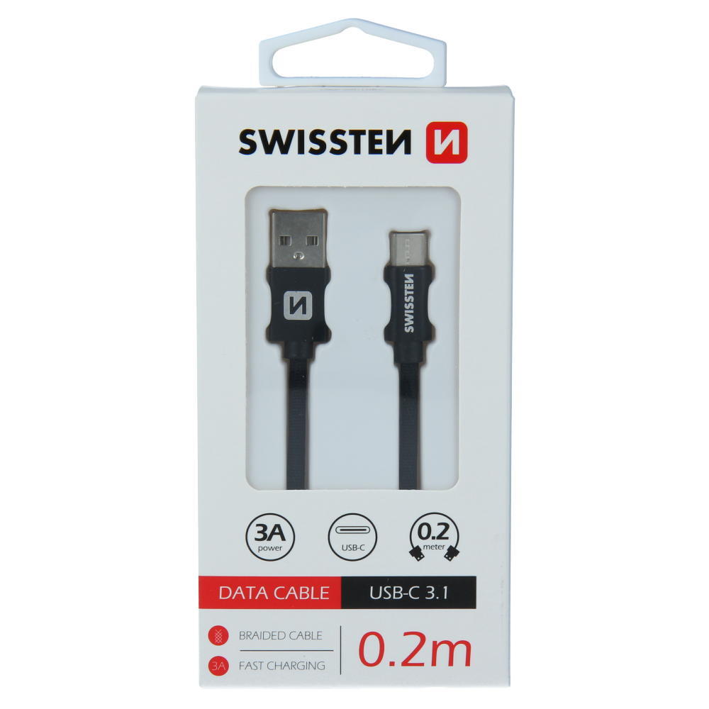 Cabo textil Swissten USB-USB-C 0.2m-preto 2/7