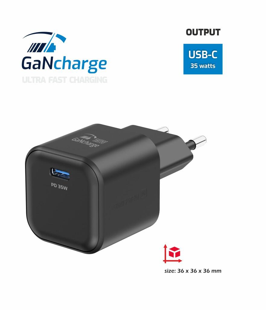 Carregador Swissten Travel Charger GaN 35W preto 3/4