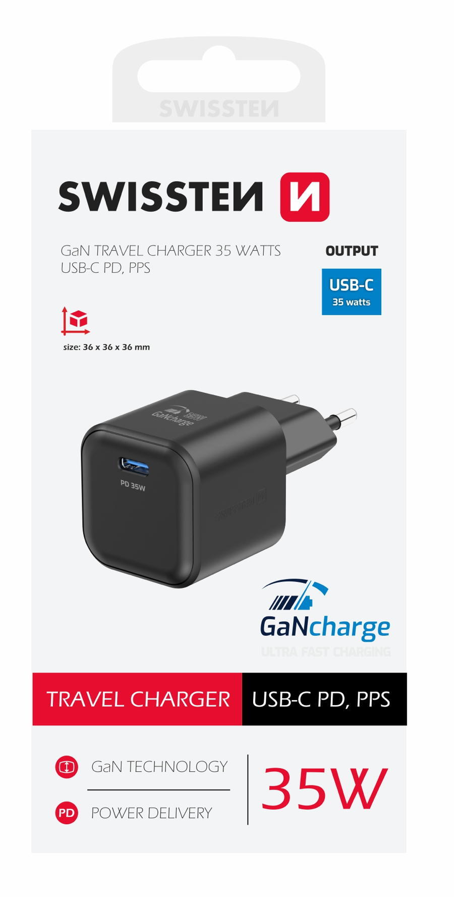 Carregador Swissten Travel Charger GaN 35W preto 4/4
