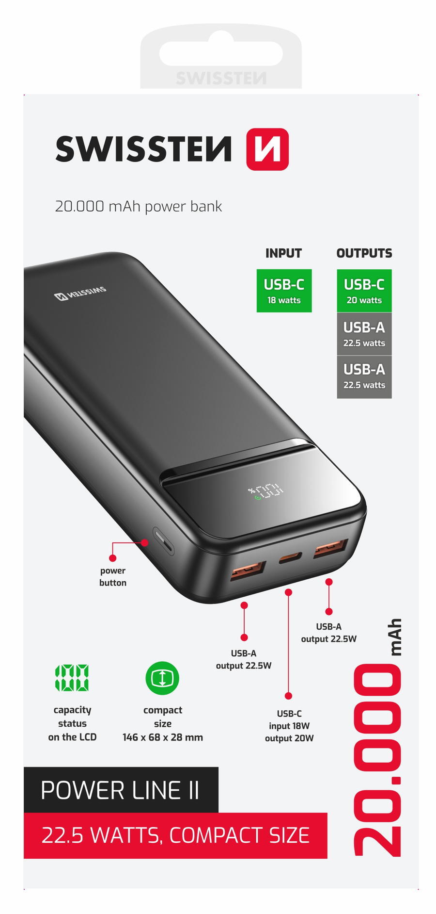 Powerbank Swissten Power Line II 20.000 mAh 4/4