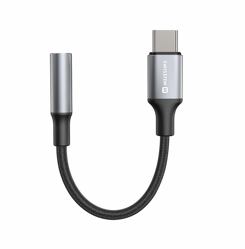 Cabo swissten usb-c to mini-jack 12cm-preto