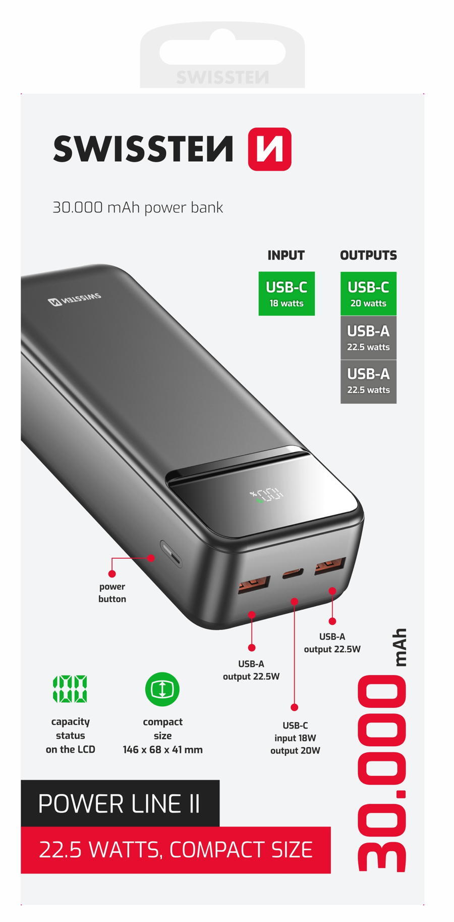 Powerbank Swissten Power Line II 30.000 mAh 4/4