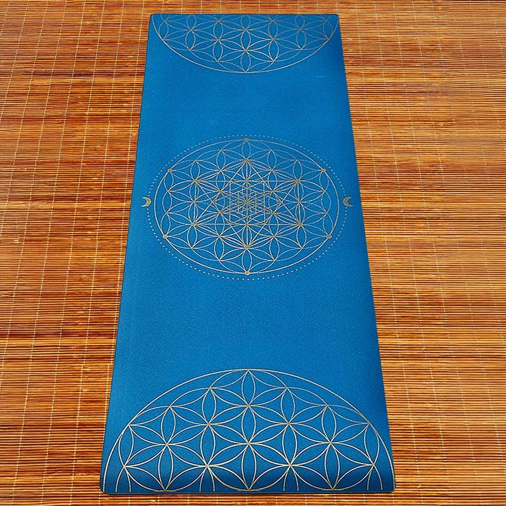 Yogamat TPE & PU, 6mmx68cmx1,85m, Métatron blauw, Droge of natte handen 2/7