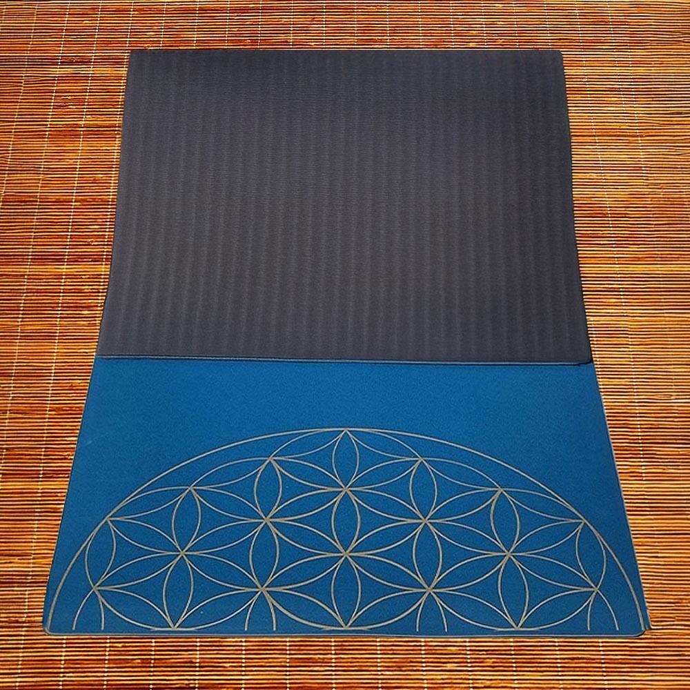 Yogamat TPE & PU, 6mmx68cmx1,85m, Métatron blauw, Droge of natte handen 4/7