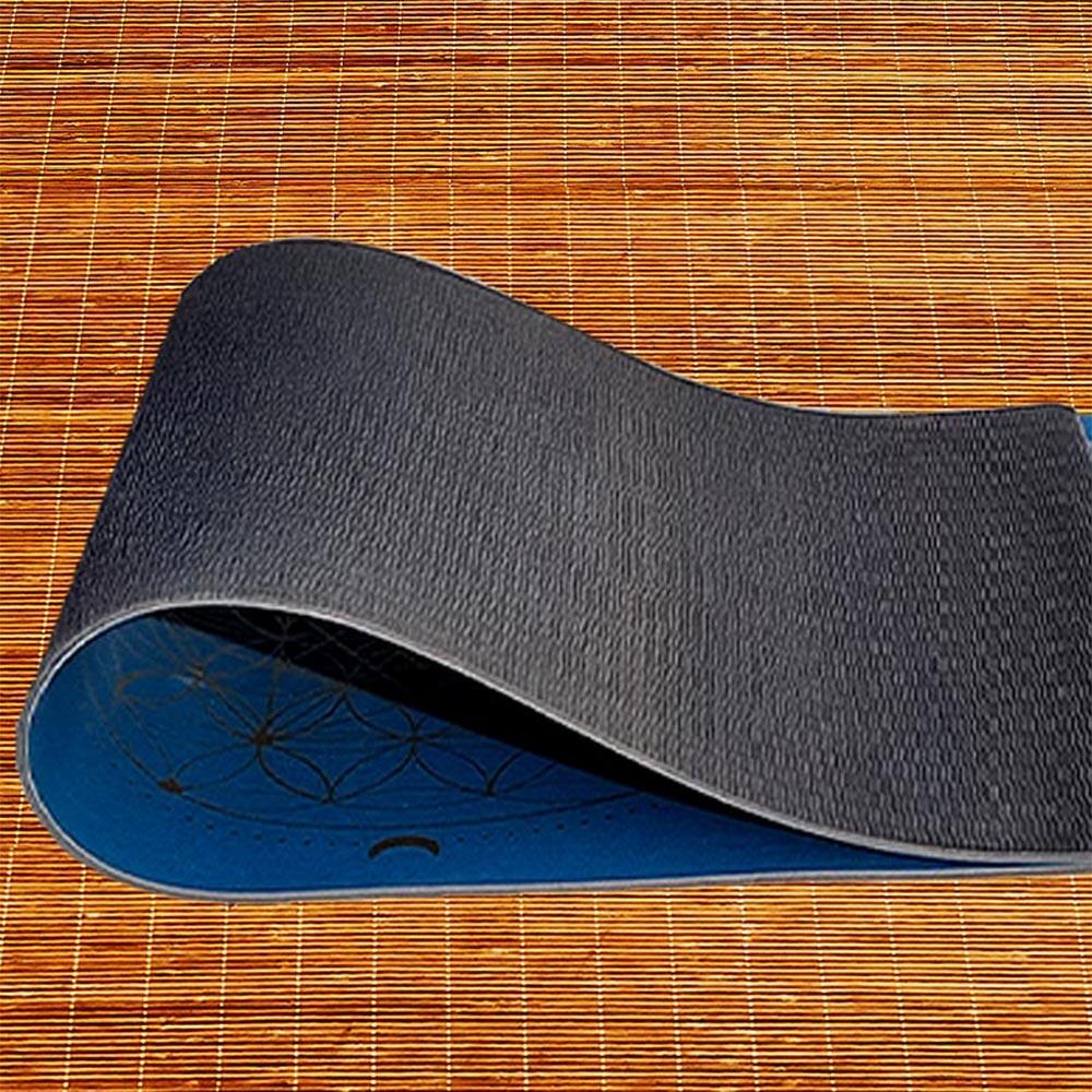 Tapis yoga TPE & PU, 6mmx68cmx1,85m, Métatron bleu, Mains sèches ou humides 5/7