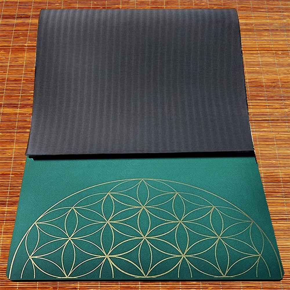 Tapis yoga TPE & PU, 6mmx68cmx1,85m, Métatron vert, Mains sèches ou humides 2/7