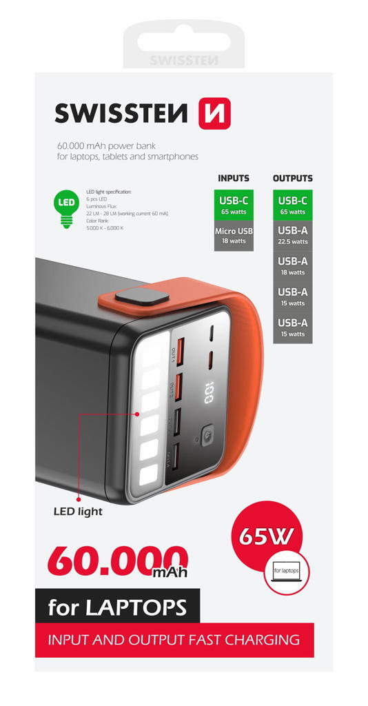 Powerbank Swissten Power Line 60.000 mAh 3/5