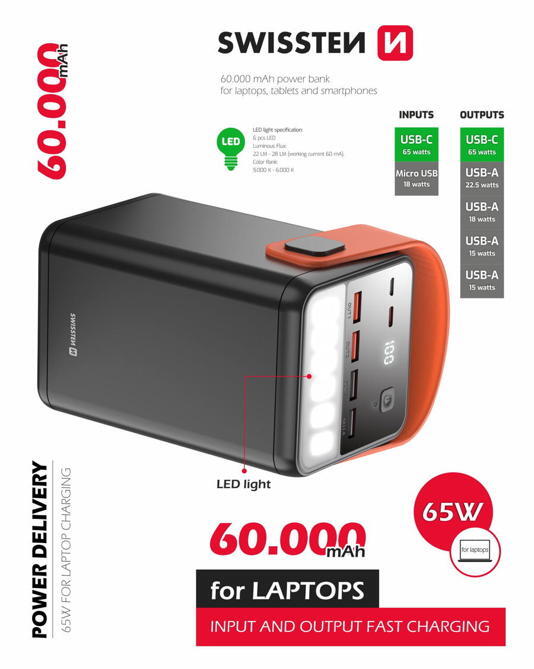 Powerbank Swissten Power Line 60.000 mAh 2/5