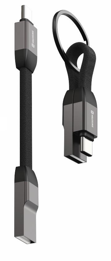 Cabo swissten magnetic keychain usb-a - usb-c (9.7cm)