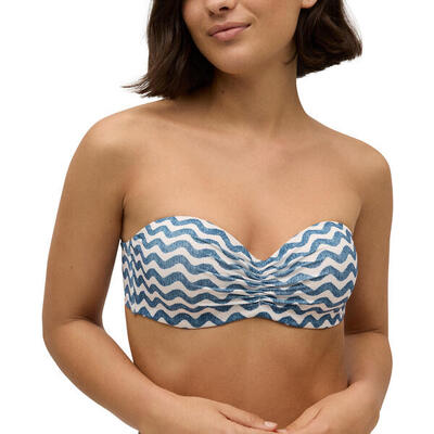 Top bikini bandeau push-up ondas marino