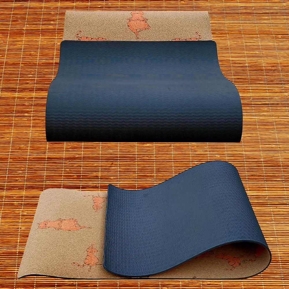 Esterilla de yoga de corcho para niños - 6mmx61cmx1,51m - Chats yogis 4/7