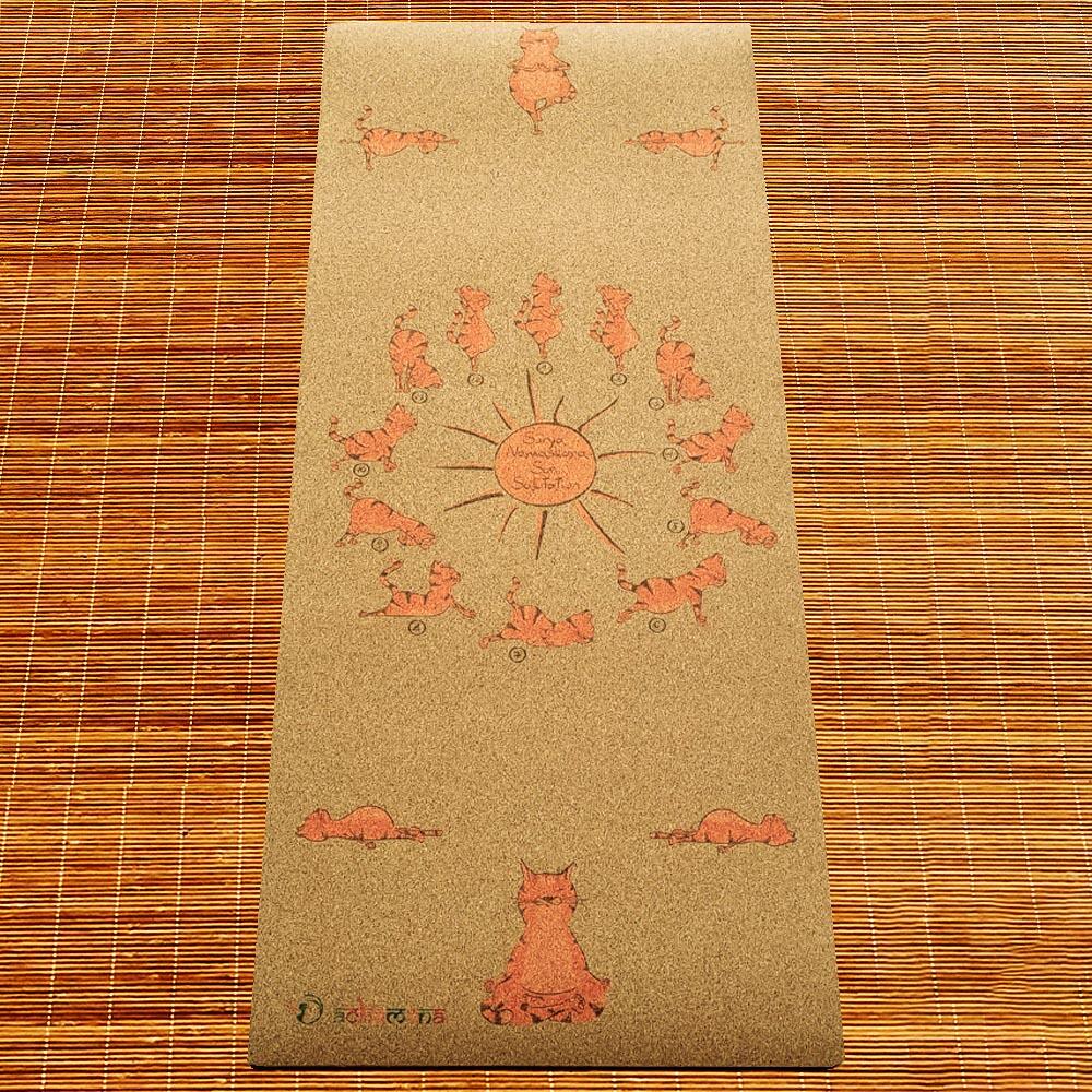 Esterilla de yoga de corcho para niños - 6mmx61cmx1,51m - Chats yogis 7/7