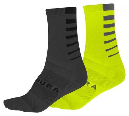 Șosete Endura Coolmax® Stripe (pachet dublu) Galben strălucitor