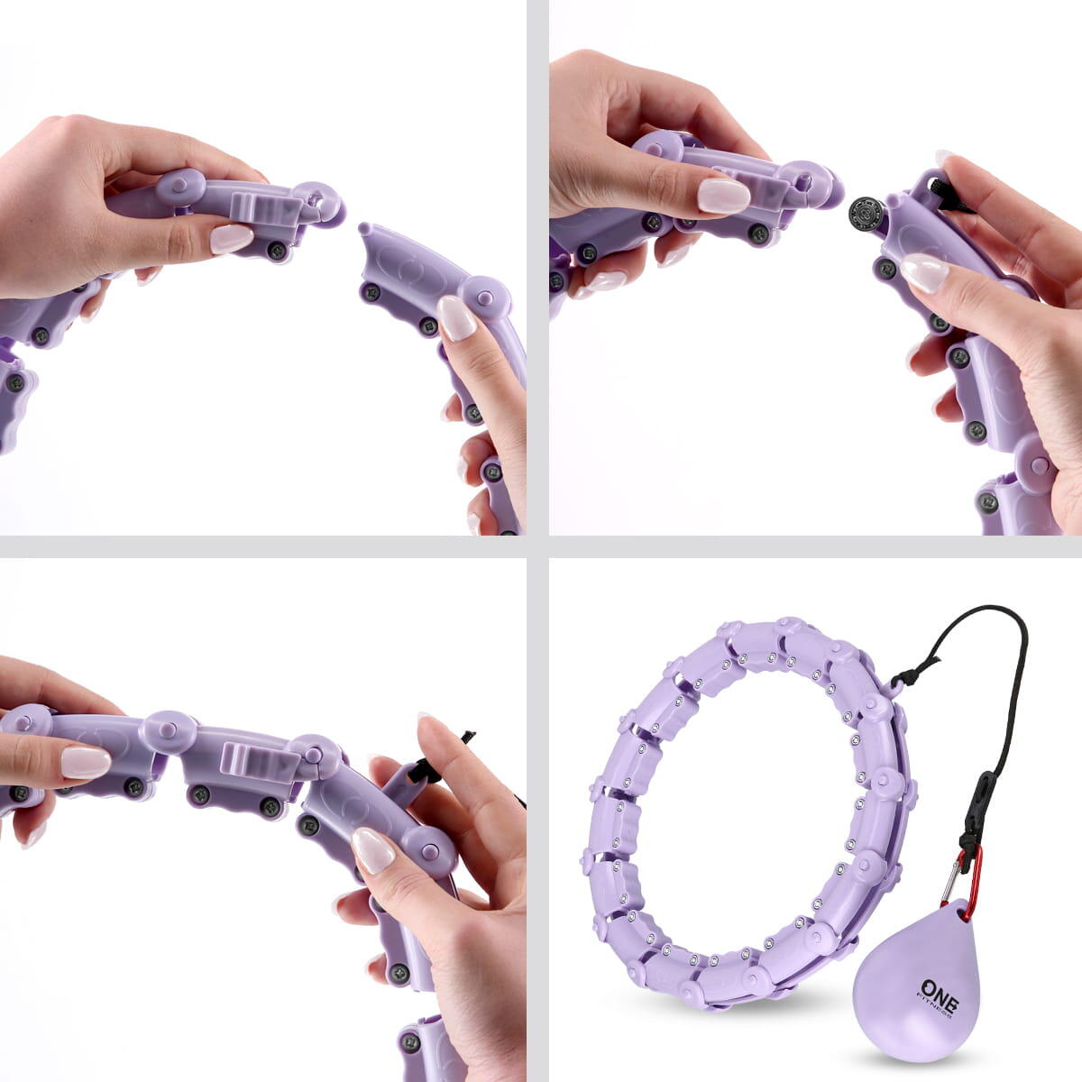 Zestaw hula hop OHA02 z wypustkami i obciążnikiem One Fitness + pas BR160 5/7