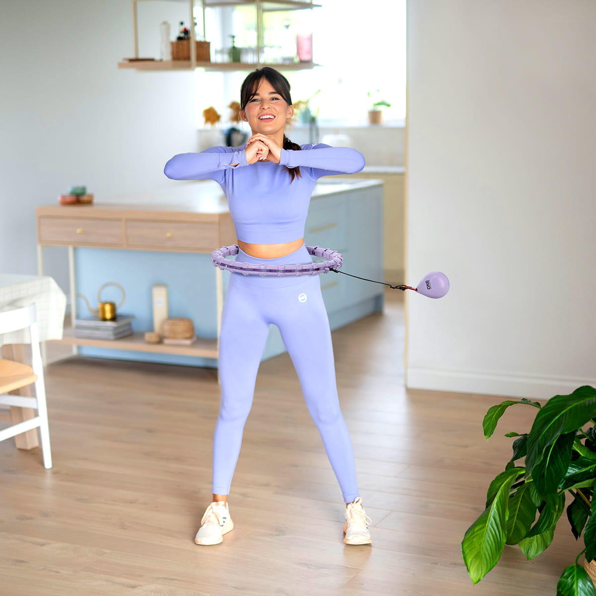 Zestaw hula hop OHA02 z wypustkami i obciążnikiem One Fitness + pas BR160 3/7