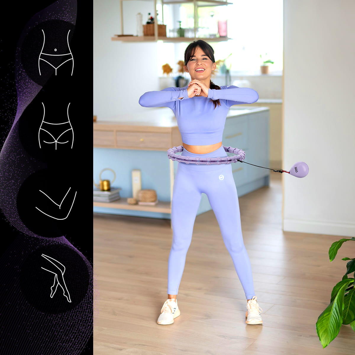 Zestaw hula hop OHA02 z wypustkami i obciążnikiem One Fitness + pas BR160 4/7