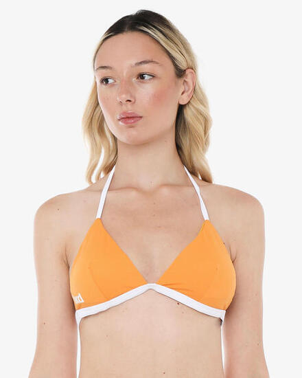 top per costume da bagno papaya e bianco da donna in mat. sintetico da nuoto