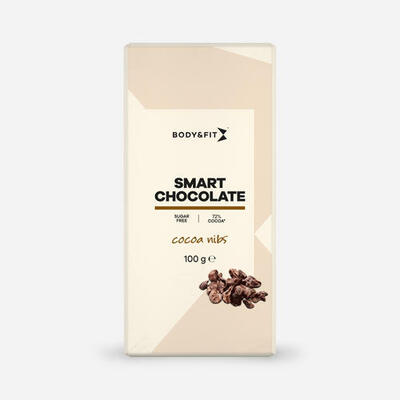 Smart chocolate (0 sugar & 72% cacao) - cacao nibs - 12 repen (1200 gram)