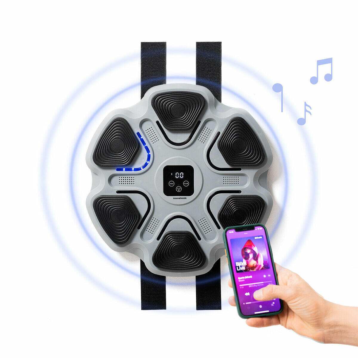 Machine De Boxe Musicale Avec Lumières LED - Bluetooth, 9 Vitesses, Surface Frappe Mousse PU, Installation Murale Facile