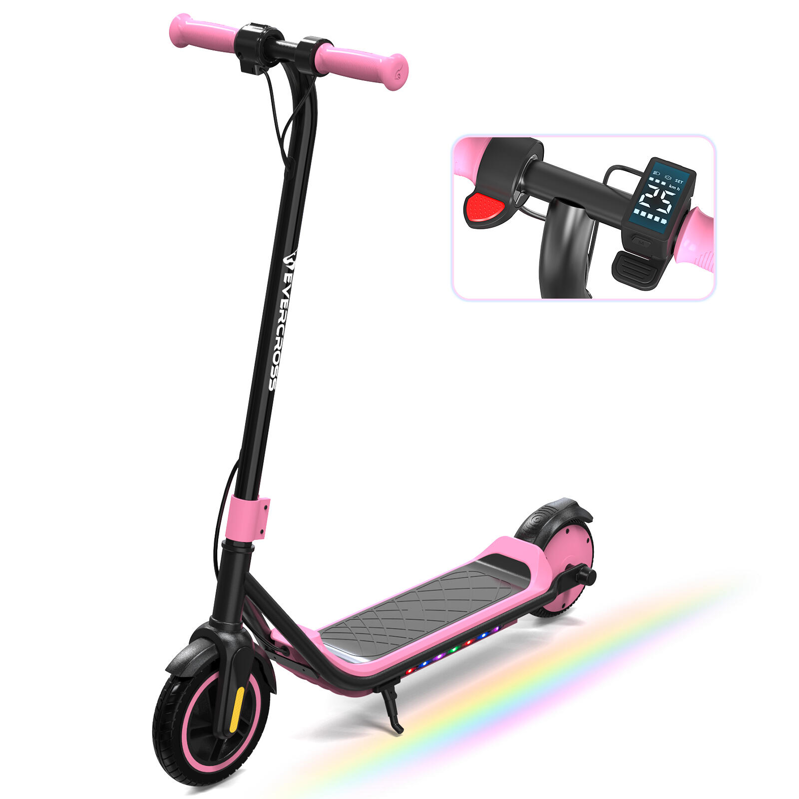EVERCROSS Monopattino Elettrico per Bambini con Schermo LED EVERCROSS TECH - E6 Rosa