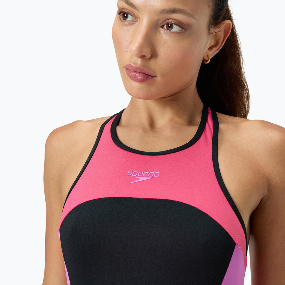 Strój pływacki jednoczęściowy damski Speedo High Neck Splice Cross Back