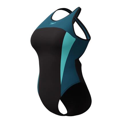 Maillot de bain femme col haut Speedo X Back Splice Bleu & Noir Multi