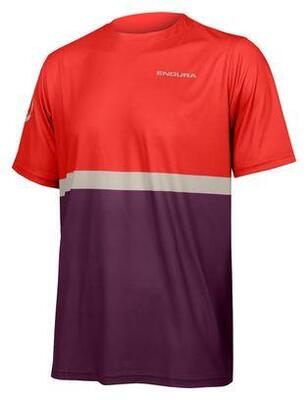 Endura singletrack core ii technisch t-shirt aubergine paars / rood