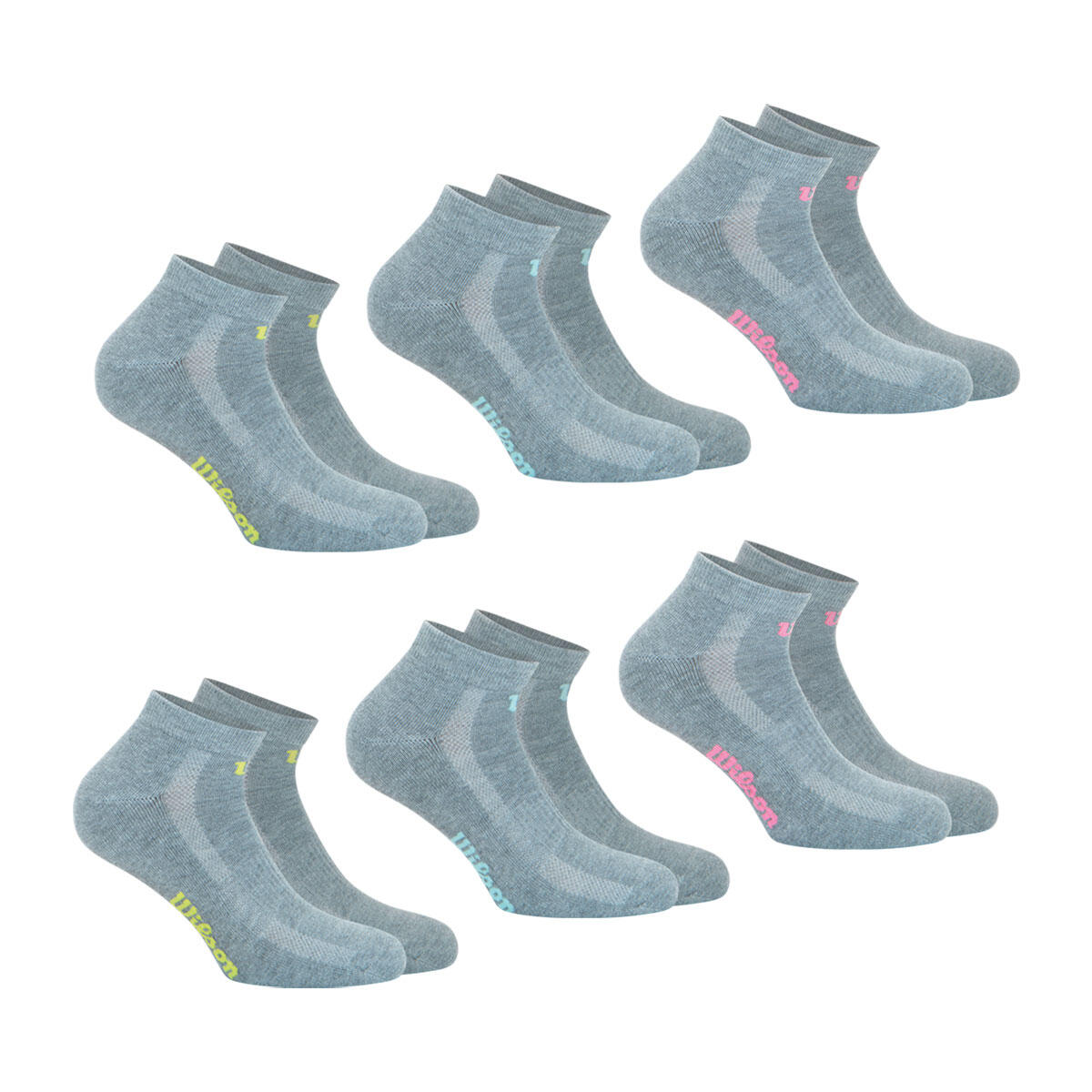 Wilson - Lot De 6 Paires De Chaussettes Basses Femme Essentiel - Chaussettes - Gris - 39/42 - Decathlon