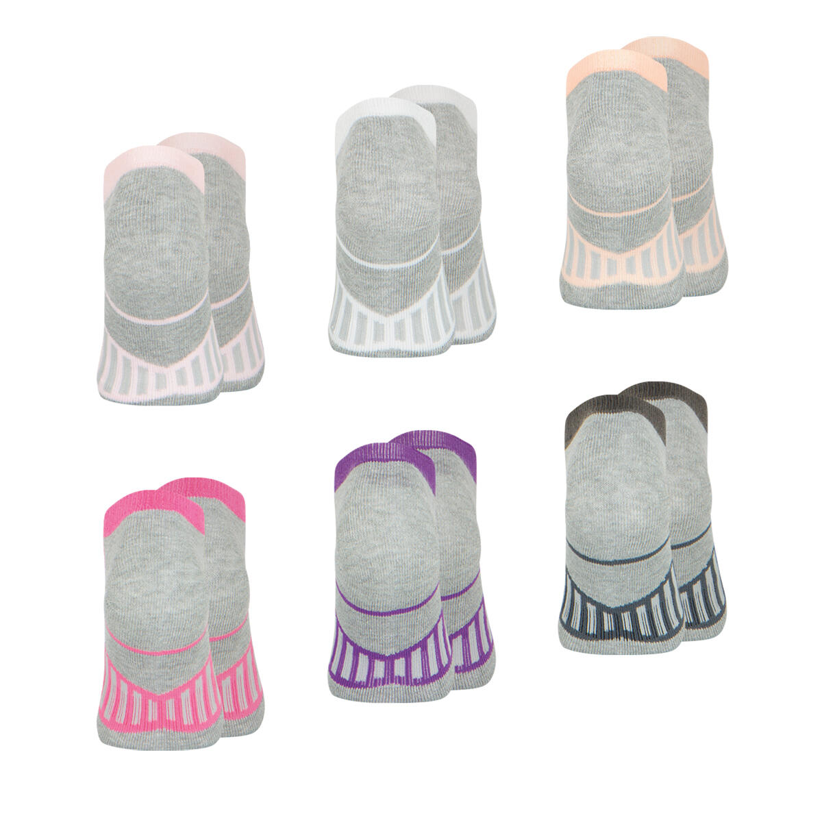 Lot de 6 paires de chaussettes ultra courtes femme Sport 3/4