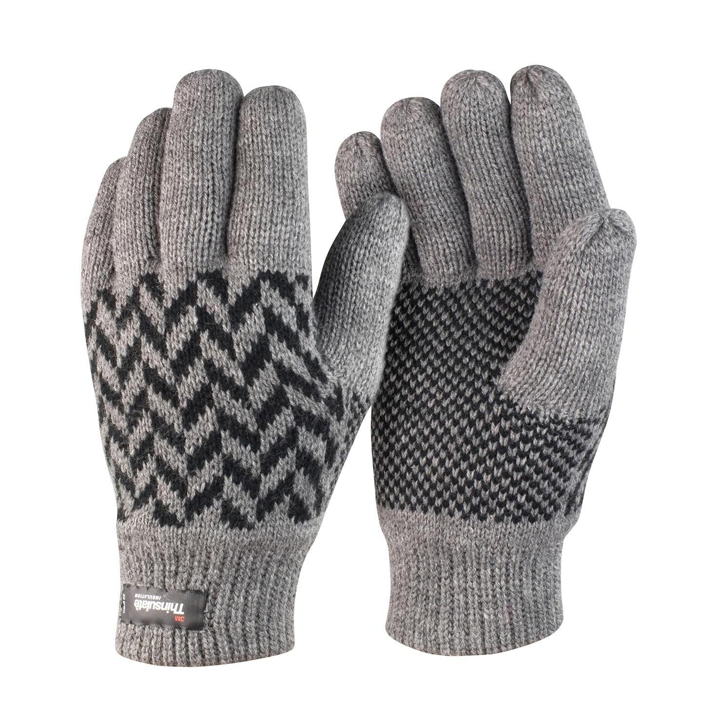 RESULT WINTER ESSENTIALS Unisex Adult Thinsulate Patterned Winter Gloves (Grey/Black)