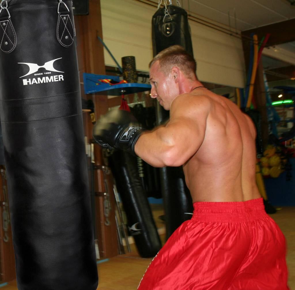 Saco de boxeo cuero Premium 100 cm Hammer 2/2