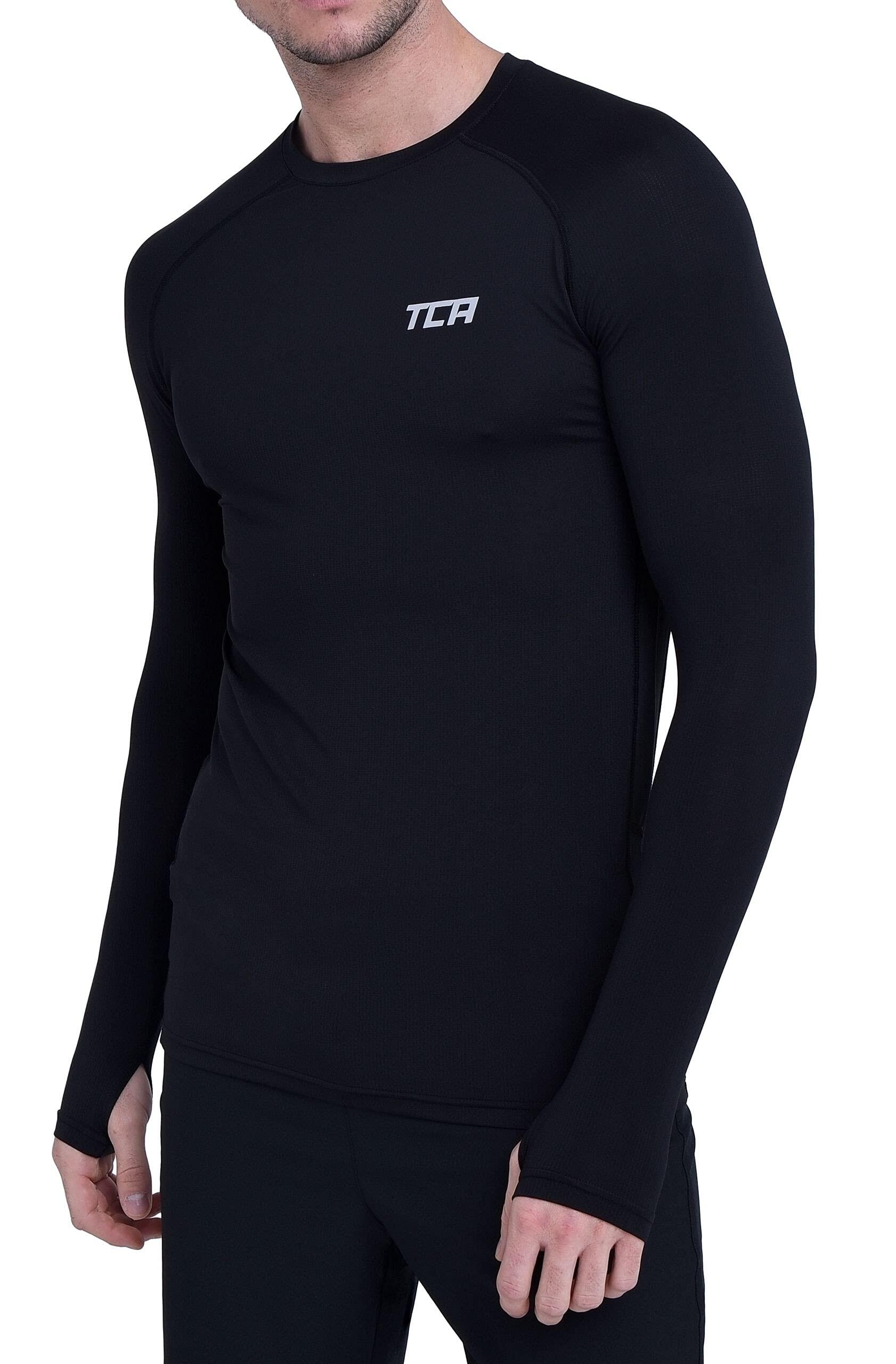 TCA Men's Stamina Long Sleeve Running T-Shirt - Black