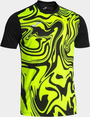 Joma lion ii sport t-shirt zwart/fluor geel - ademend & licht