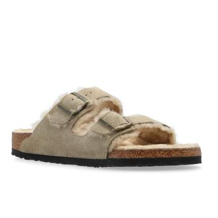 Sandalias Planas Mujer Birkenstock Arizona Shearlg Marrón