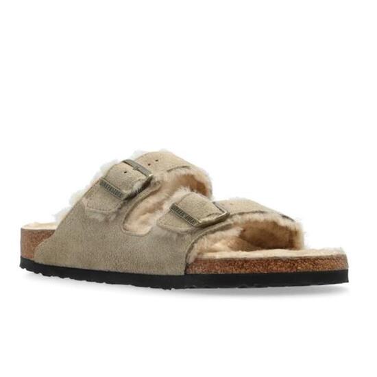 Sandalias Planas Mujer Birkenstock Arizona Shearlg Marrón