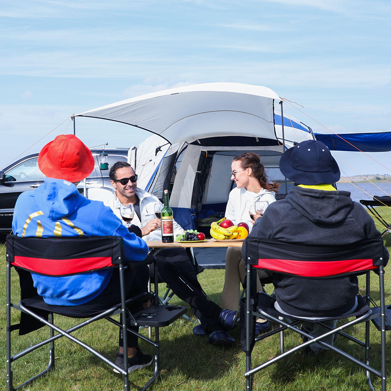 Table de camping en bambou pliante bois d'aluminium 3 hauteurs 6/6