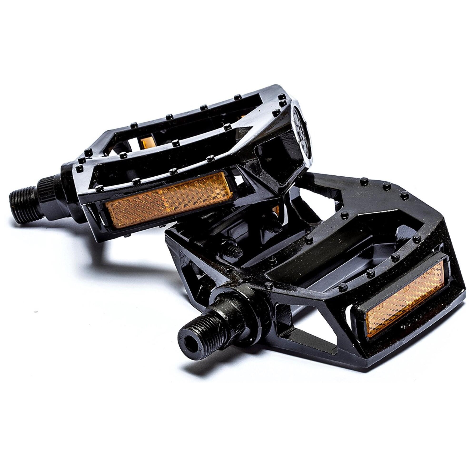 M-WAVE Alloy Flat-Platform 9/16" Black BMX/Bike Pedals - Conforms to BS6102/2 Standards