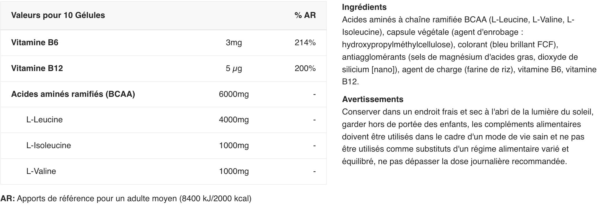 BCAA en gélules - BCAA 6K - 300 Gélules 2/3
