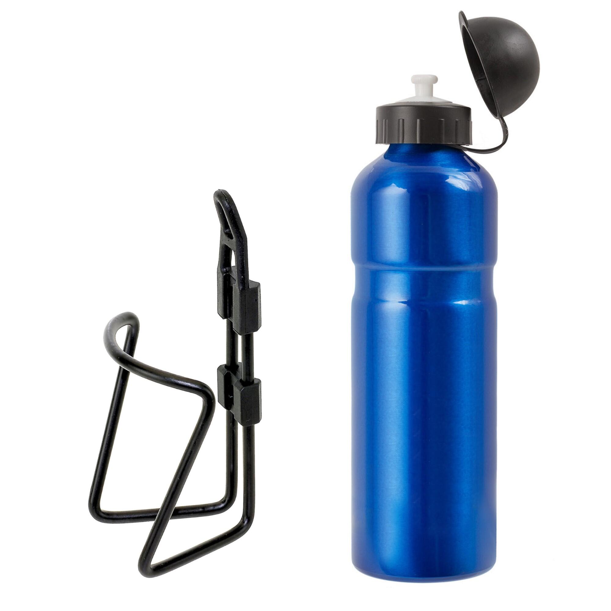 M-WAVE Aluminium 750ml Bike Water Bottle & Alloy Water Bottle Cage Black