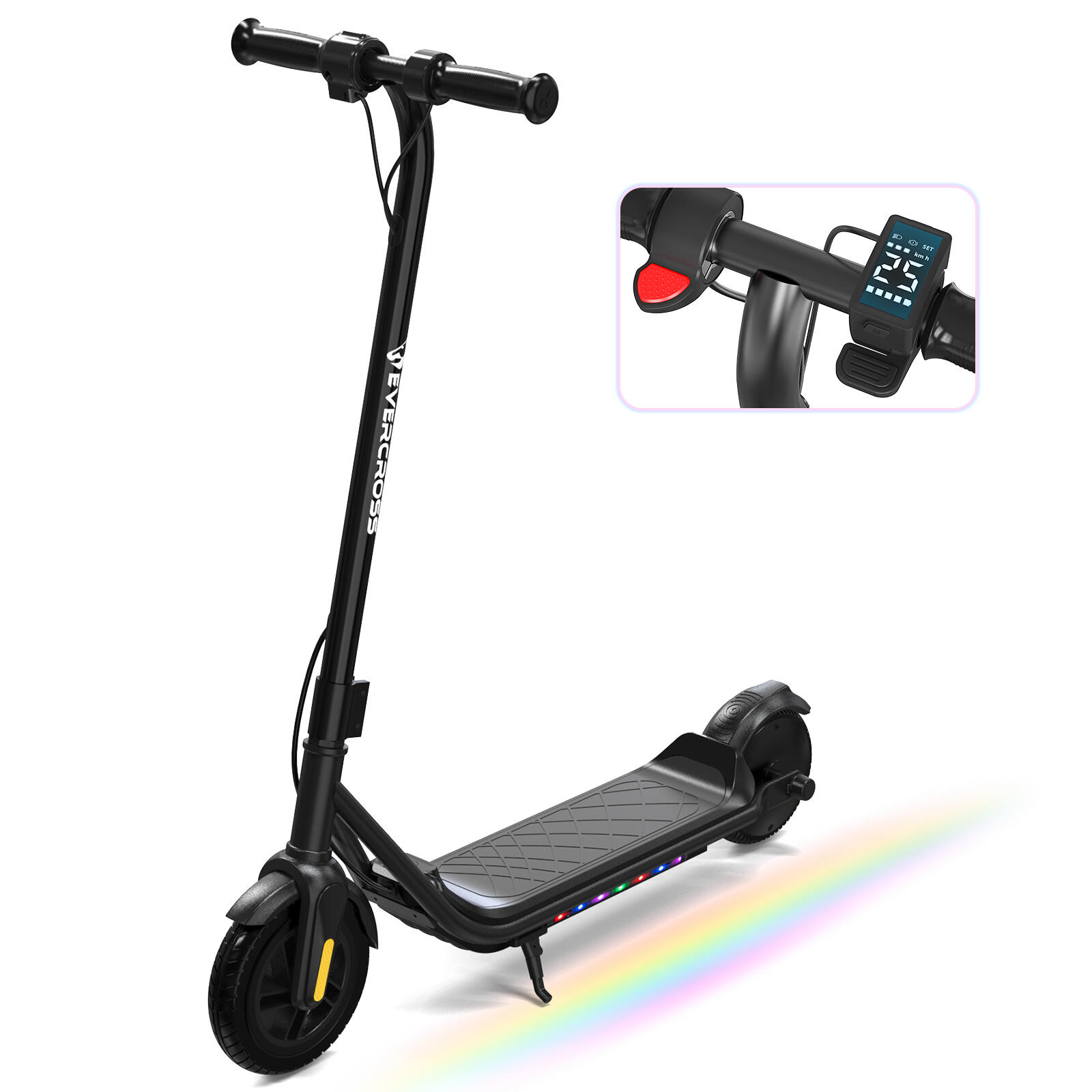 Evercross - Trottinette Électrique Enfant 7"-6-12 Ans-3 Modes De Vitesse-éclairage Led-e6 - Trottinette Électrique - Noir - No Size - Decathlon