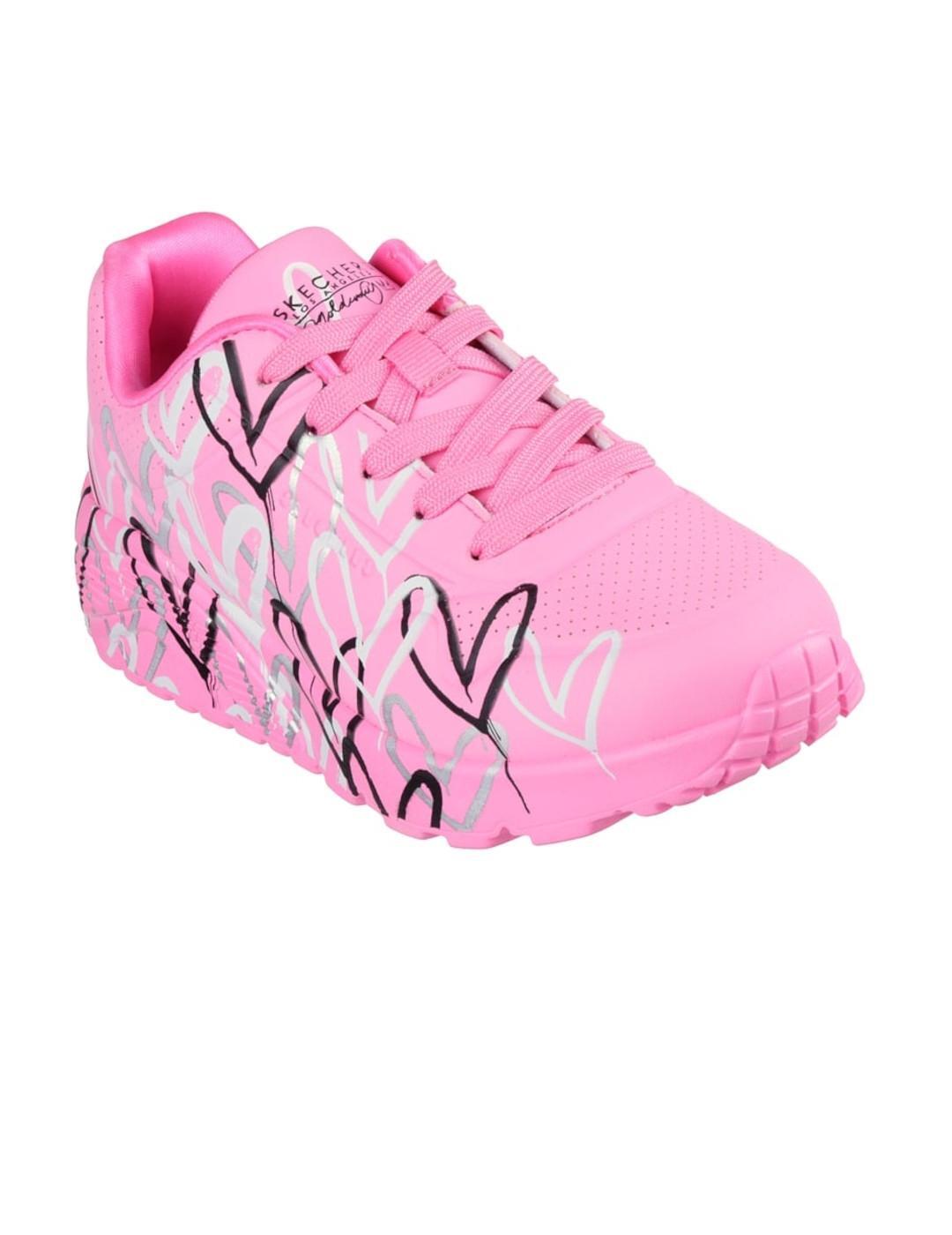 Zapatillas para Niño Skechers Uno lite metallic love Rosa 3/5