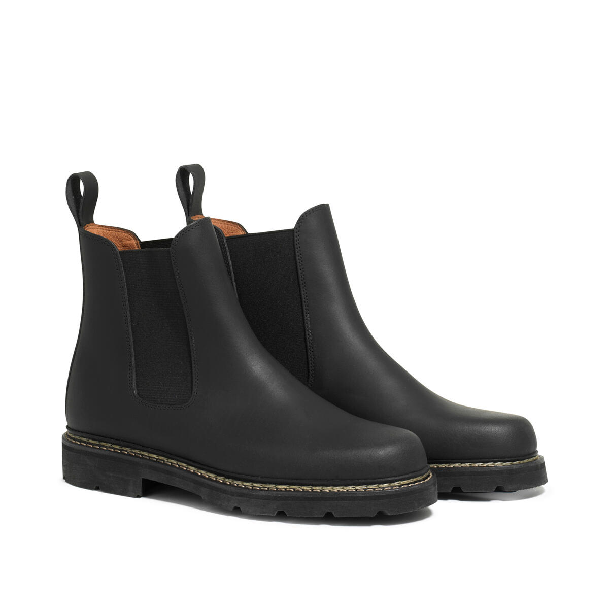 Botines de cuero con tacón ancho QUERCY negro 2/4