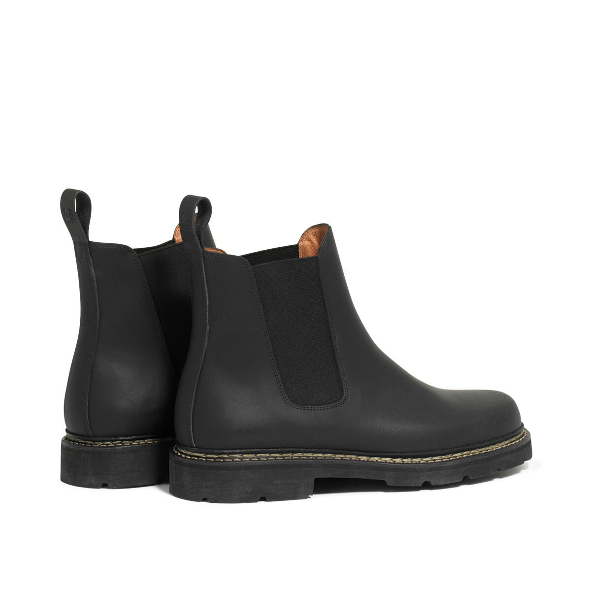 Botines de cuero con tacón ancho QUERCY negro 3/4
