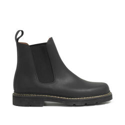 Bottines en cuir à talon large QUERCY HOMME noir