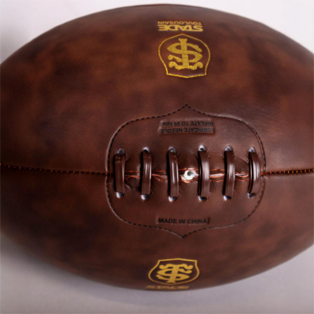 Pallone Da Rugby Vintage In Cuoio Stade Toulousain Da Collezione 2/4
