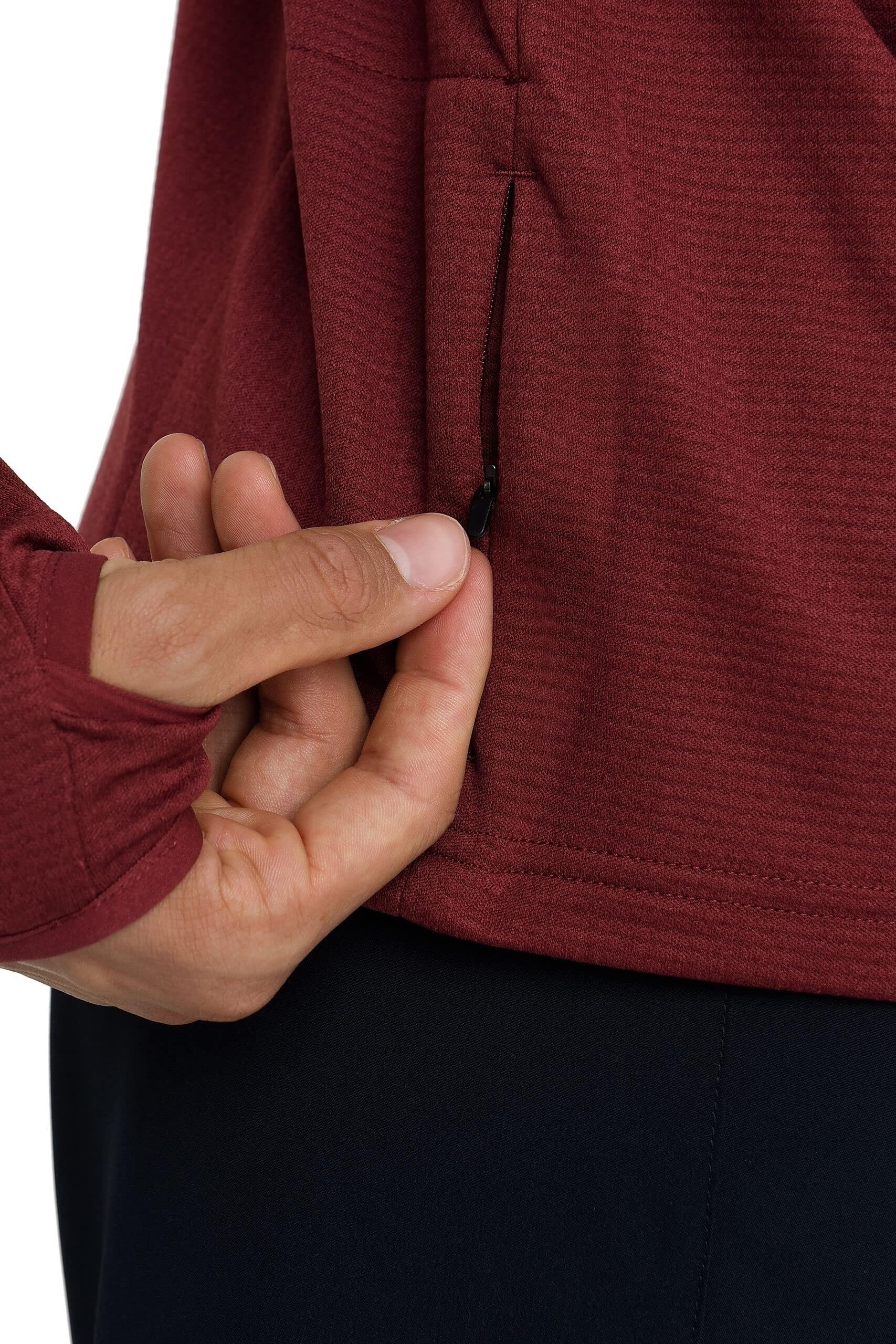 Men's Cloud Fleece 1/4 Zip Top with Zip Pocket - Cabernet 4/6