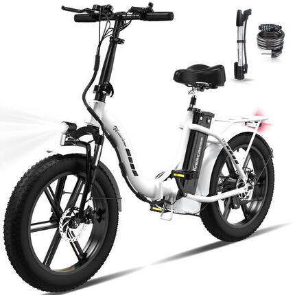 Opvouwbare Elektrische Fiets Volwassenen Fat Tire 20*4.0 Batterij 13Ah - EK6 Wit