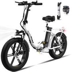 Vélo électrique pliable Adulte Fat tire 20*4.0 Batterie 13Ah- EK6 Blanc
