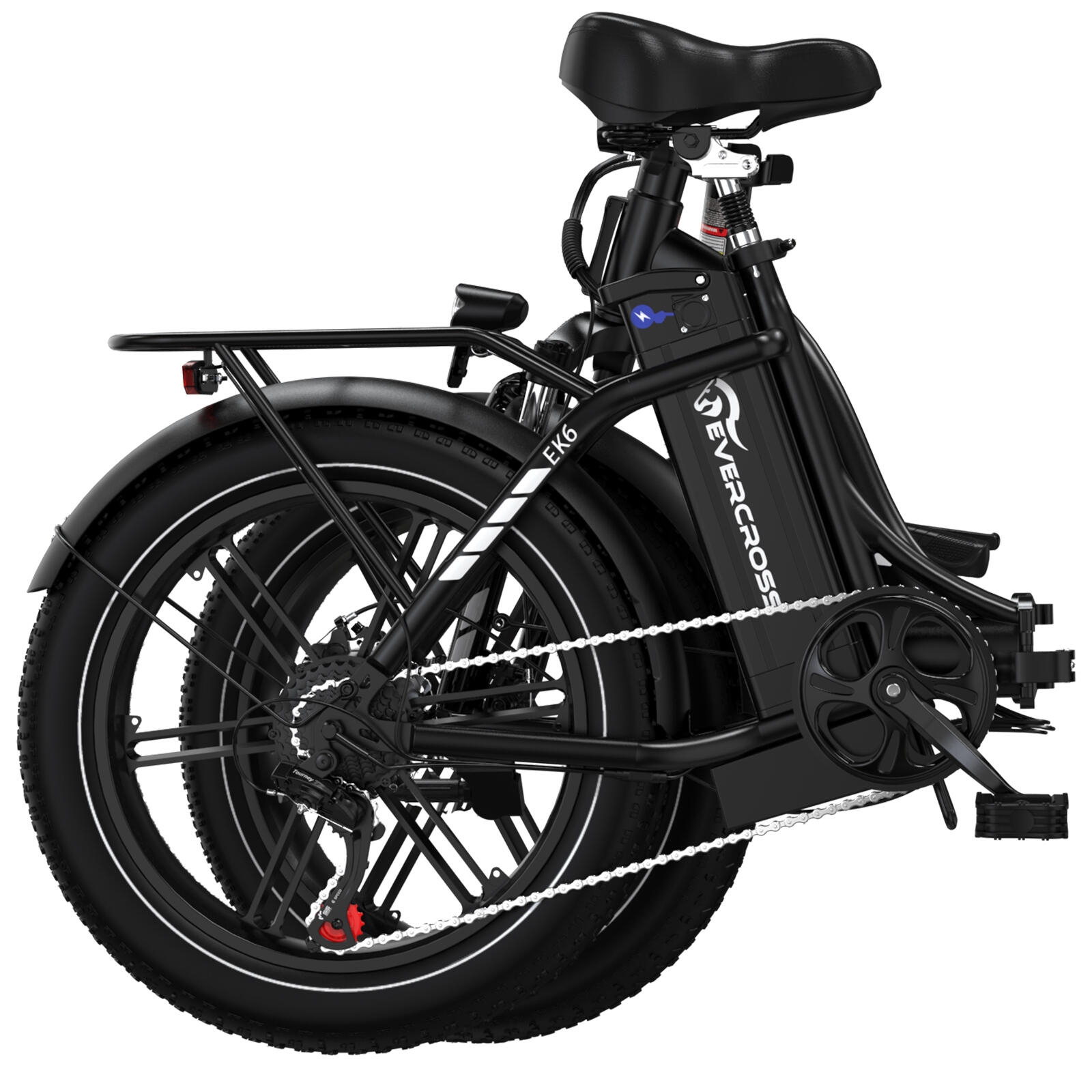Bicicletta elettrica pieghevole per adulti pneu 4.0 batteria 13Ah - EK6 Nero 3/8
